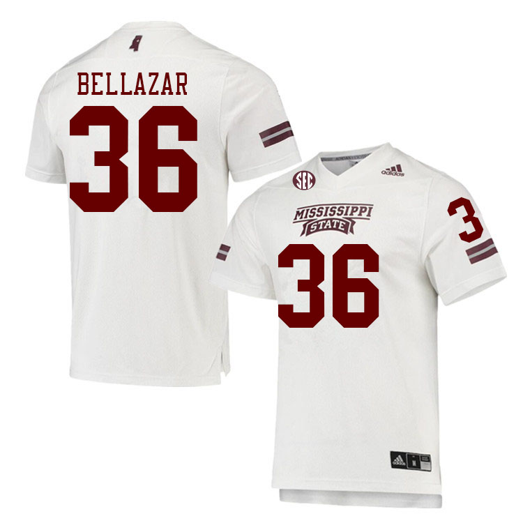 Men #36 Jacoby Bellazar Mississippi State Bulldogs College Football Jerseys Stitched Sale-White